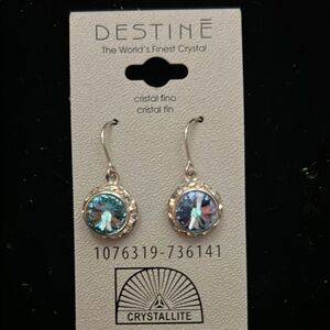 Silver and Blue Crystal Earrings